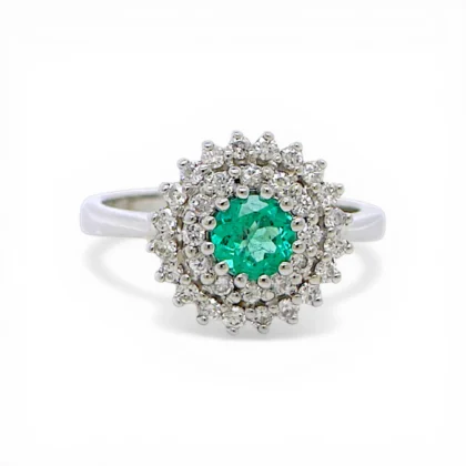 IL GIOIELLO Anello Donna con Smeraldo e Diamanti ELIOS