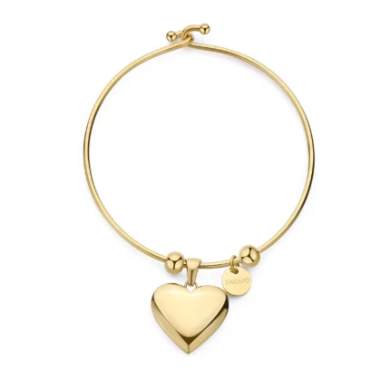 S'AGAPÕ Bracciale Rigido in Acciaio con Cuore SSE24